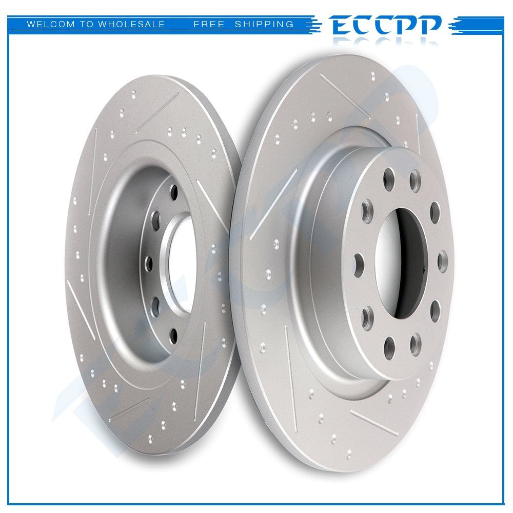 2PCS Rear Brake Discs Rotors Slotted Kit For 2013 2014 2015 2016 Dodge Dart 6B93BC-57
