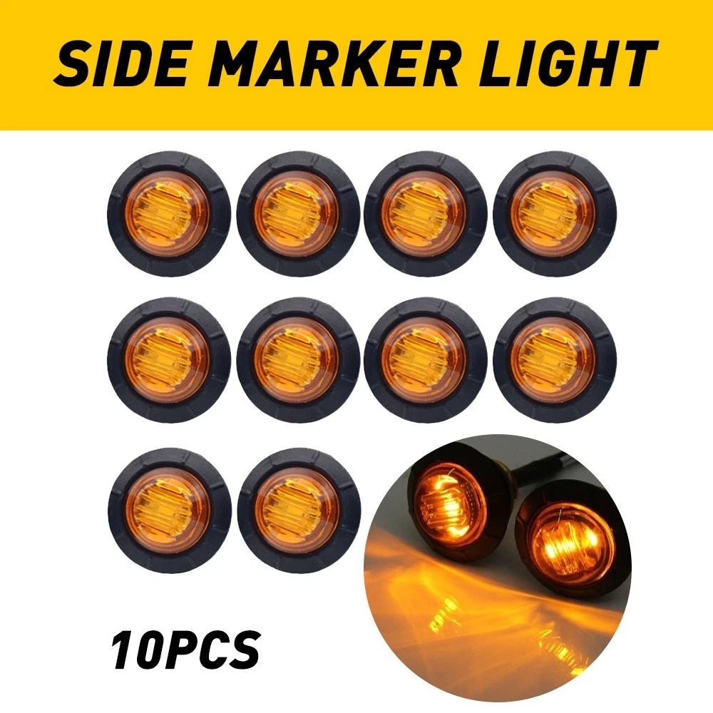 10X 3/4" Round LED Side Marker Bullet Light For Truck Trailer Amber 12V EOA 6B93BC-57