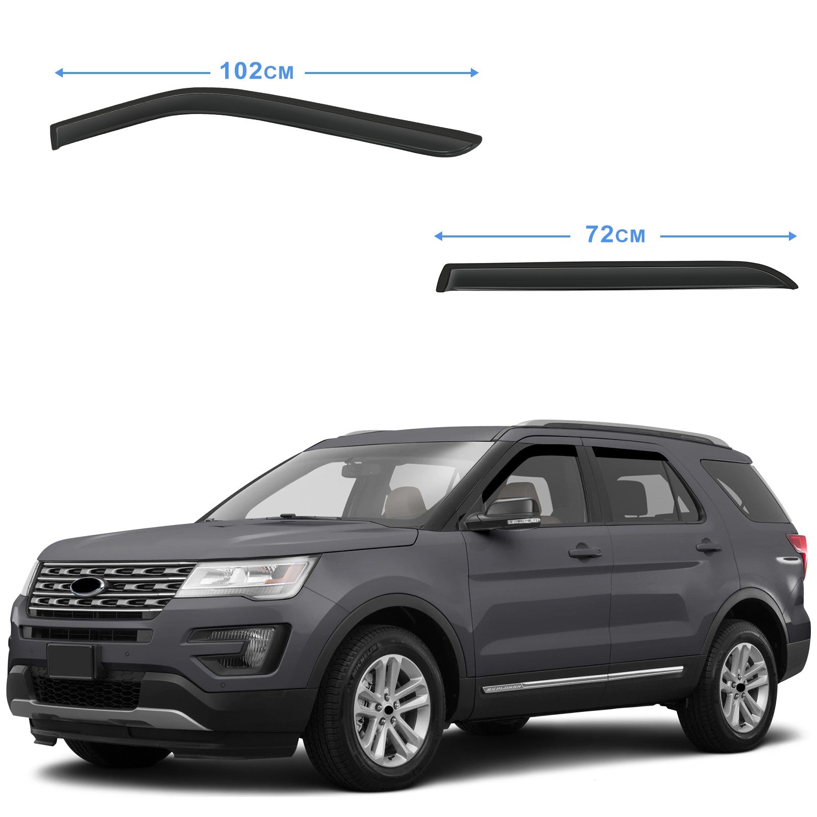 Window Visor Vent Rain Shades Guards Deflectors For 2011-2019 Ford Explorer 6B93BC-57