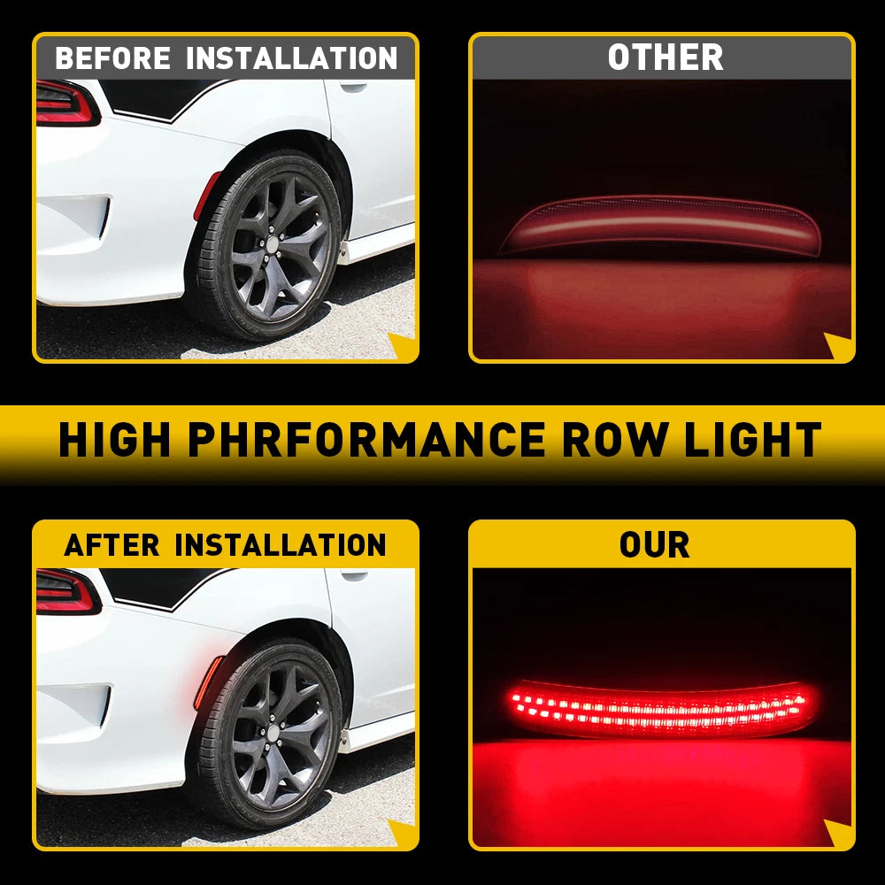 2x Smoked Led Rear Red Side Marker Lights Right Left For Dodge Charger 15-20 EOA 6B93BC-57