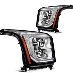 Pair Halogon Headlights Assembly For 2015-2017 GMC Yukon 5.3L 6.2L Black Amber 6B93BC-57