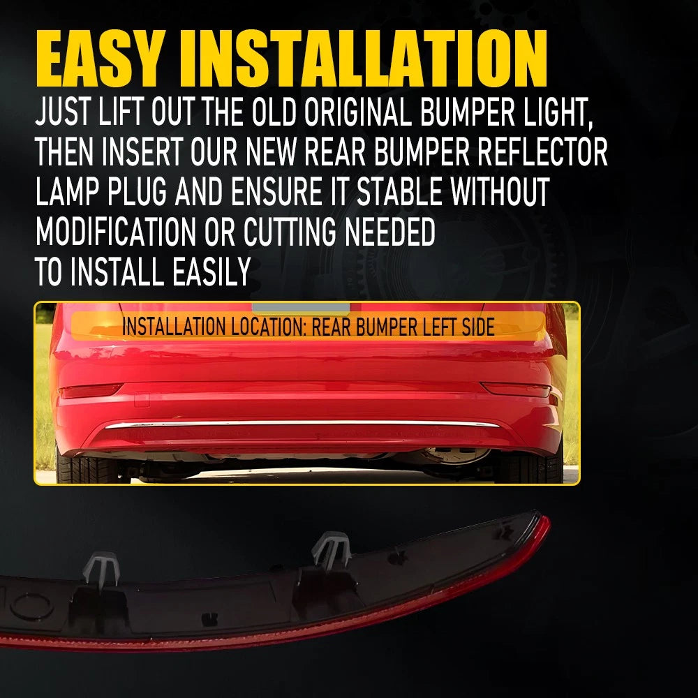 Fits For VW Jetta 2019-2021 Left Side Rear Bumper Reflector Light Brake Lamp EOA 6B93BC-57