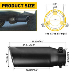 Car Exhaust Tip Muffler Pipe Tail Coating Stainless Steel Fit Black 1.4"-2.5" 6B93BC-57