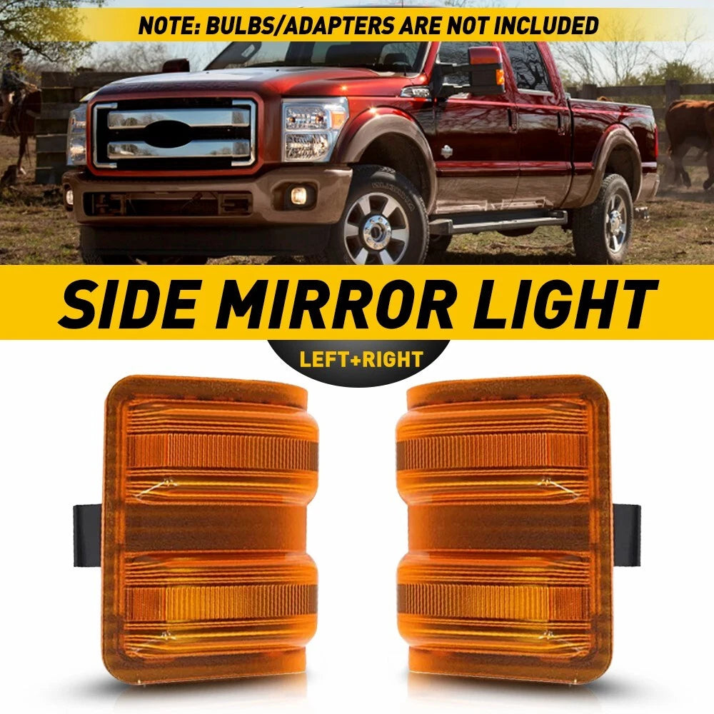 For Ford F250 F350 F450 Amber Lens Side Mirror Marker Signal Light Housings EOA 6B93BC-57