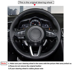 Custom Black PU Leather Steering Wheel Stitch on Cover For Mazda 3 Axela 2017-18