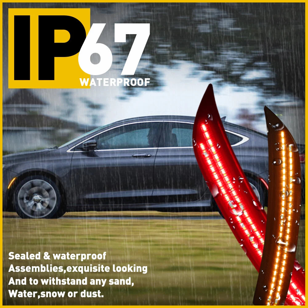 For 2015-2017 Chrysler 200 Front LED Rear Bumper Side Marker Lights Smoked 4PCS 6B93BC-57