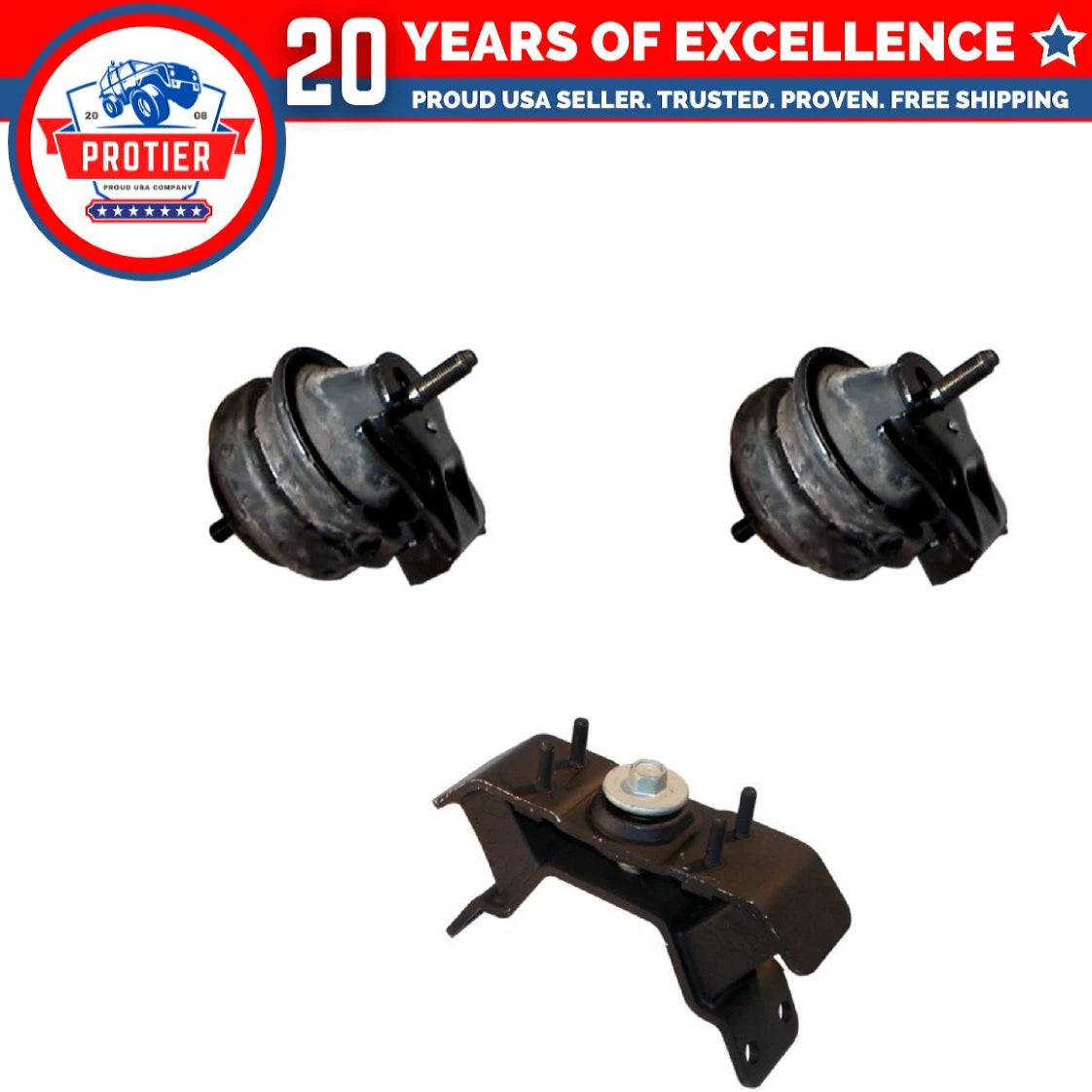 Motor & Trans Mount 3PCS Set Fit 2005-2006 KIA Sorento 3.5L-V6 4WD Manual Trans 6B93BC-57