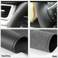 Black PU Leather Steering Wheel Hand-stitch on Wrap Cover For BMW G21 2019-21