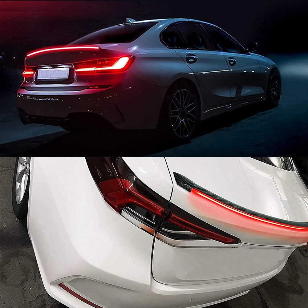 Carbon Fiber LED Car Tail Brake Light Strip Rear Spoiler Lip Trim Universal EOA 6B93BC-57