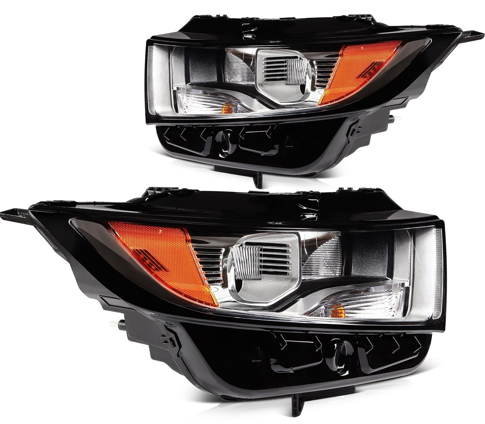ECCPP Halogen Headlights Assembly For Ford Edge 2015-2018 Pair Kit Black Amber 6B93BC-57