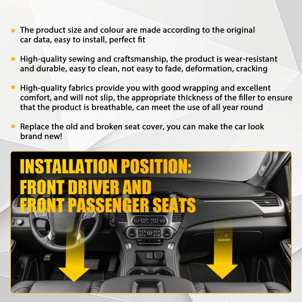 Driver Passenger Leather Bottom Seat Cover Black for 2015-19 GMC Yukon Denali EA 6B93BC-57