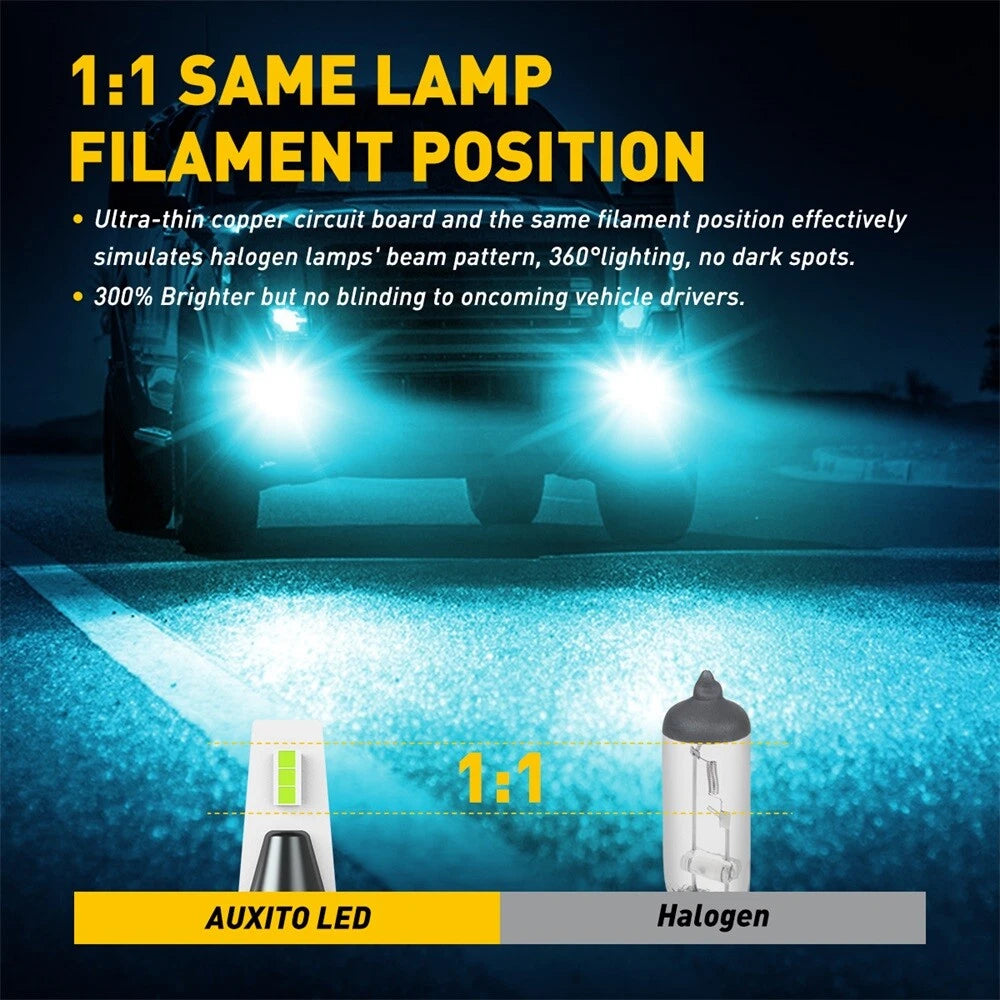 2X AUXITO Ice Blue 8000K LED Fog Driving H11 Light H16 H8 Super Bright Bulbs AUXITO