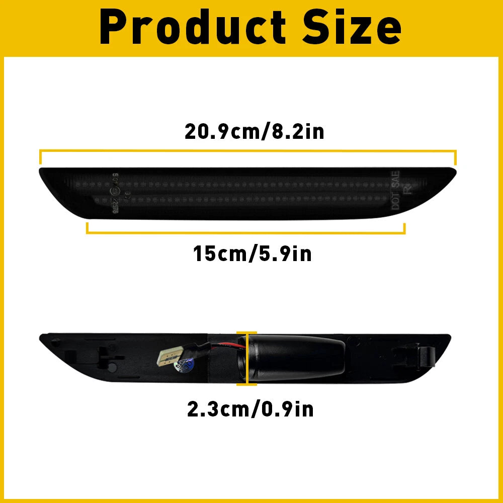 For 2015-2022 Ford Mustang Smoked Lens LED Rear Bumper Side Marker Lights EOA 6B93BC-57