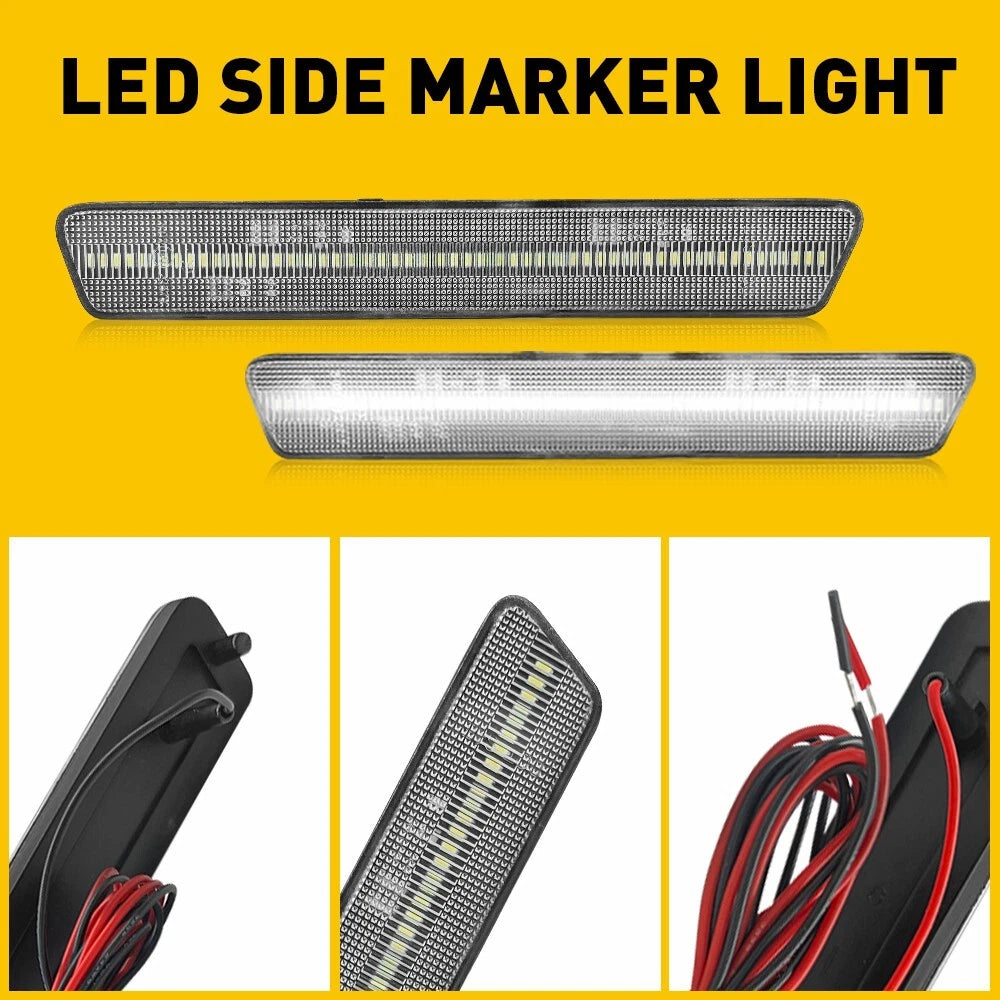 Pair Clear Lens Rear Side Marker White LED Lights For 1999-2004 Ford Mustang EOA 6B93BC-57