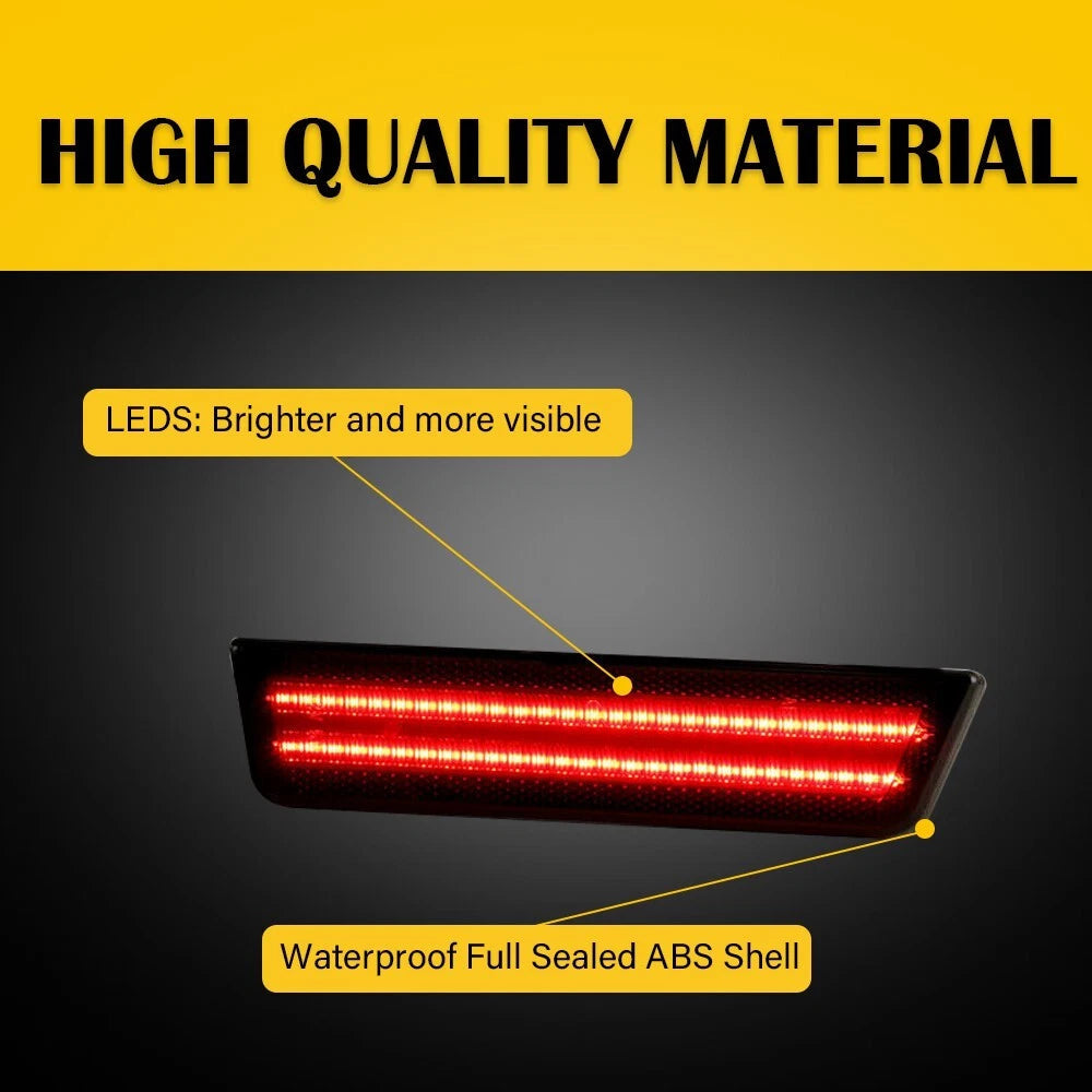 For 2011-2014 Dodge Charger Red Lens LED Rear Bumper Side Marker Light Lamp Pair 6B93BC-57