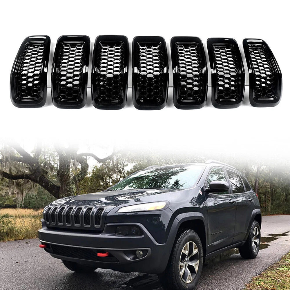 For 2014-2018 Jeep Cherokee Front Grill Inserts Honeycomb Mesh Black Cover -7 6B93BC-57