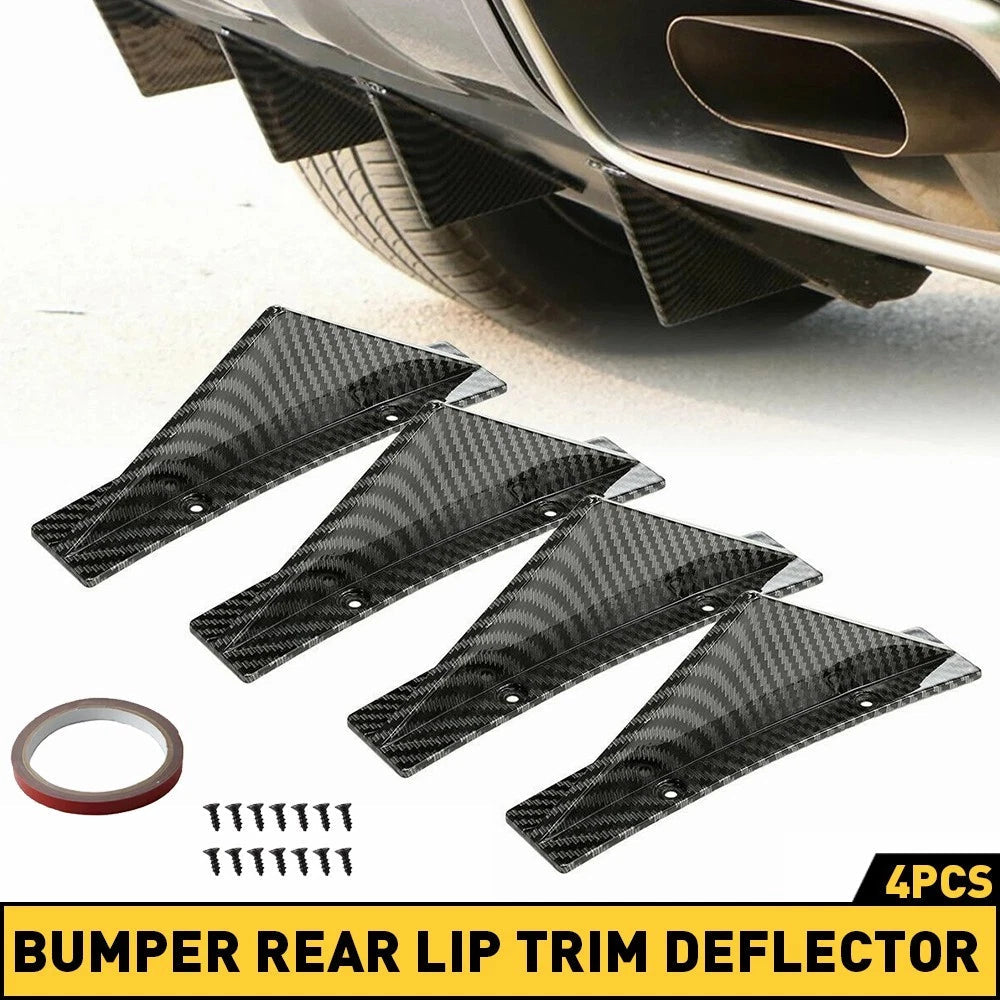 Universal 4x Car Rear Shark Fins Lower Bumper Splitter Diffuser Lip Carbon Fiber 6B93BC-57