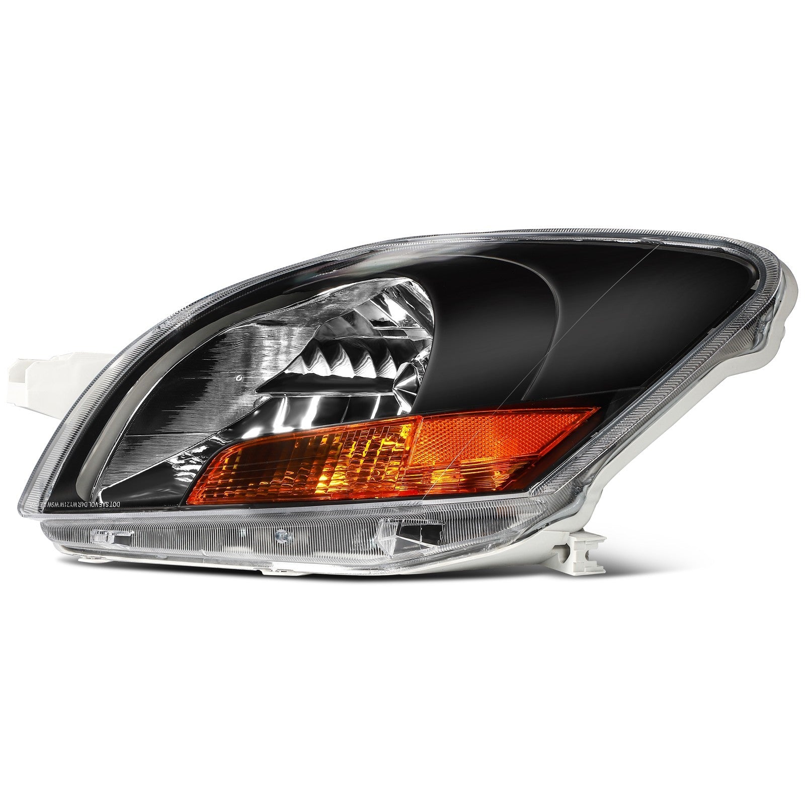 Pair Kit Halogen Headlights Assembly For 2007-2011 Toyota Yaris 1.5L Black Amber 6B93BC-57
