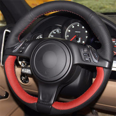 Top Leather Steering Wheel Hand-stitch on Wrap Cover For Porsche Panamera 2010