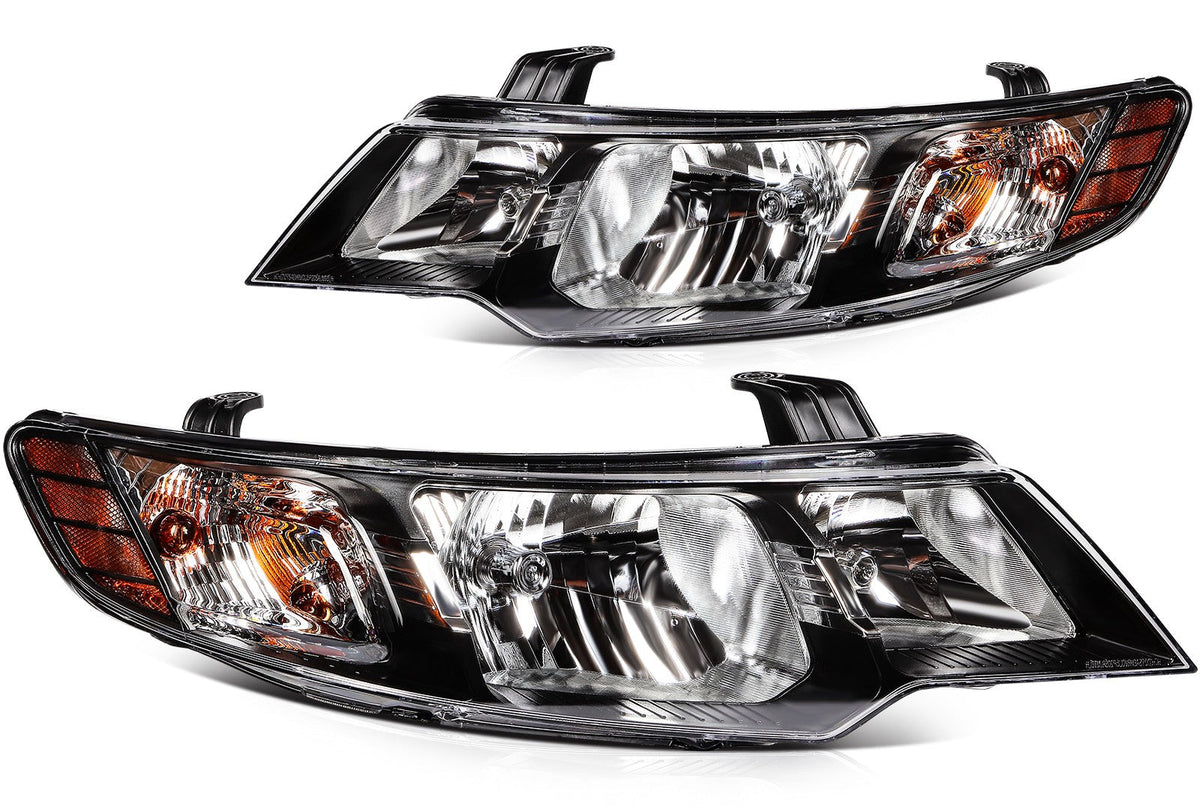Pair Halogon Headlights Assembly For 2010-2013 Kia Forte 2.0L 2.4L Black Amber 6B93BC-57