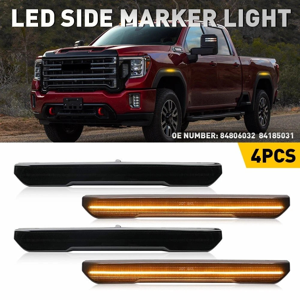 4X For 20-24 GMC Sierra 2500 3500 HD LED Front Rear Side Marker Light Smoked EOA 6B93BC-57