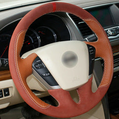 Top Leather Steering Wheel Hand-stitch on Wrap Cover For Nissan Teana 2008-2012