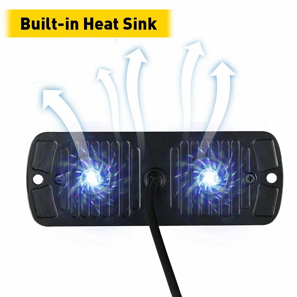 4PCS 12LED Amber Truck Flashing Car Beacon Warning Hazard Strobe Flash Light Bar 6B93BC-57