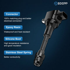 ECCPP 4 Ignition Coils For 02-06 Nissan Altima Sentra 05-06 X-Trail 2.5L L4 6B93BC-57