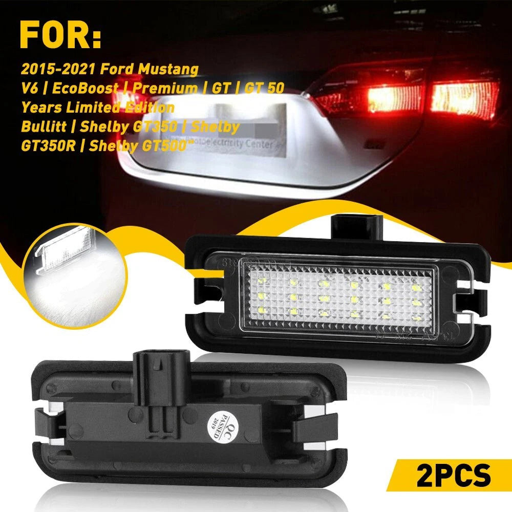 Car Rear LED License Plate Light Lamp Assembly For 2015-2021 Ford Mustang 6000K 6B93BC-57
