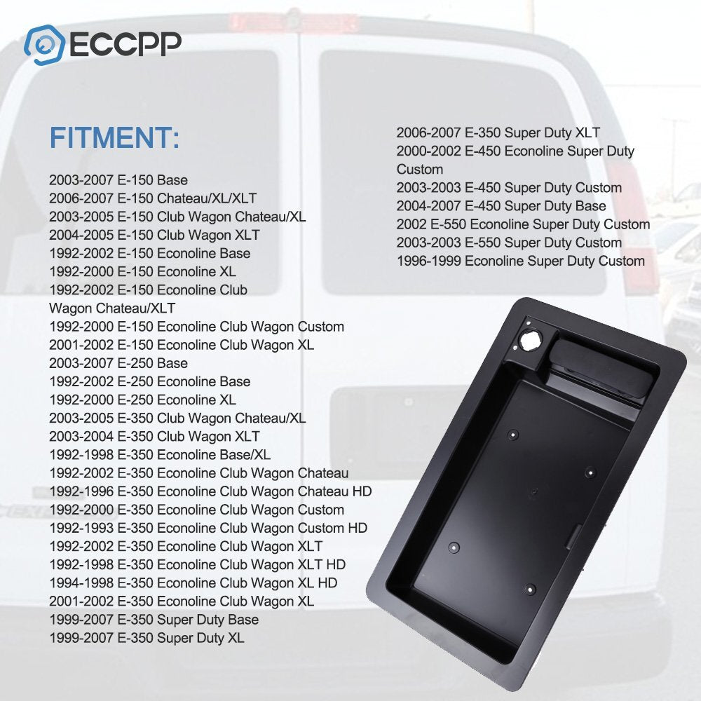 Rear Cargo Exterior Door Handle & License Plate Bracket for Ford Van Outside 6B93BC-57