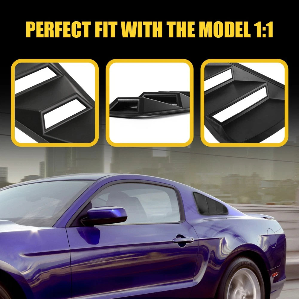 For Mustang Ford 2005-2014 2Pcs 1/4 Quarter Side Window Louvers Scoop Cover Vent 6B93BC-57