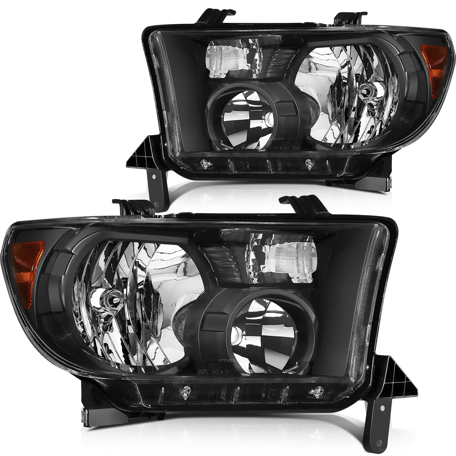 ECCPP Headlights For 2008-17 Toyota Sequoia 2007-13 Toyota Tundra Pair Black KOEEP