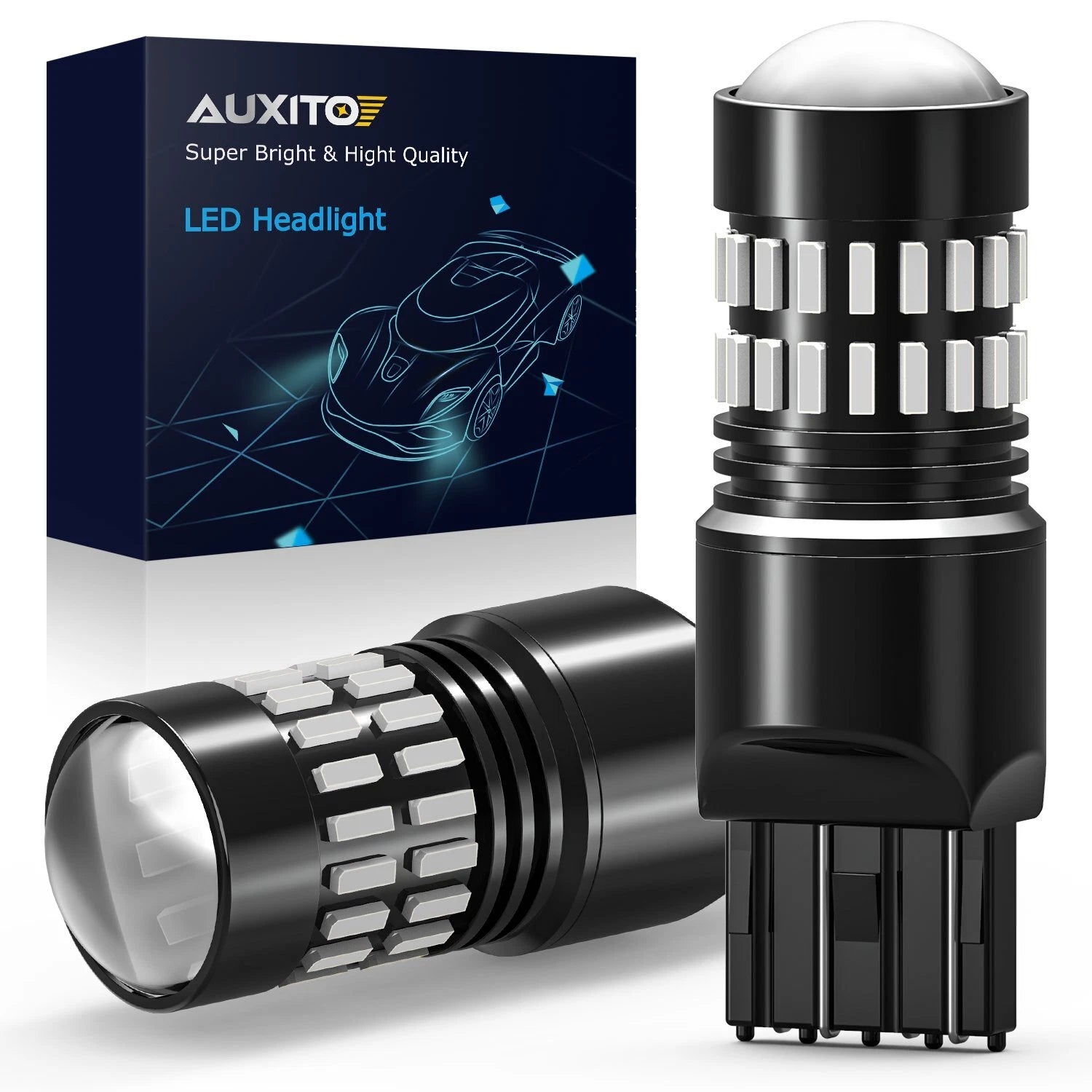 2-10x AUXITO 7443 Red LED Strobe Flashing Blinking Brake Tail Light Parking Bulb AUXITO