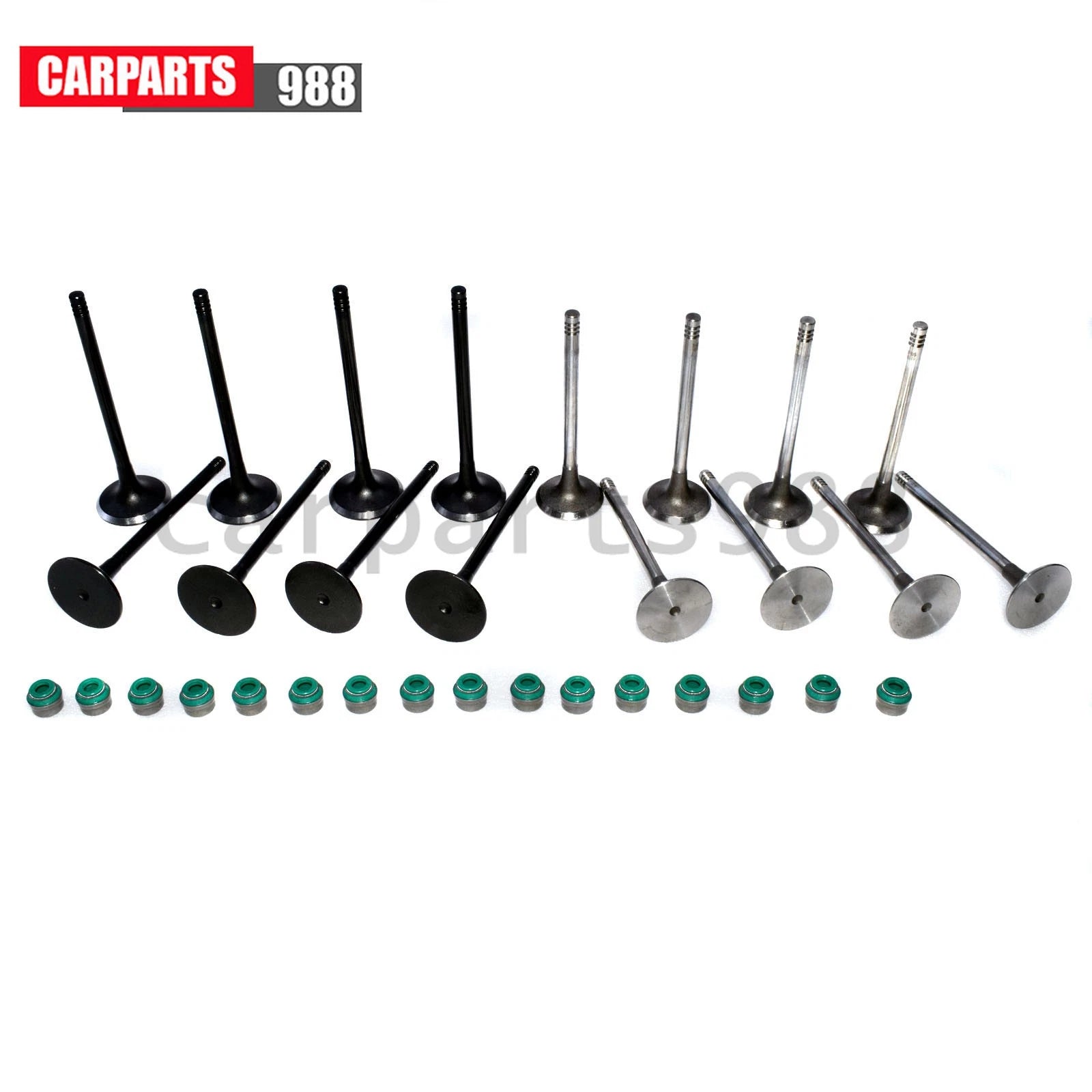 16Pcs Intake & Exhaust Valve + Stem Seals For Chevy Daewoo Isuzu Suzuki 90412277 6B93BC-57