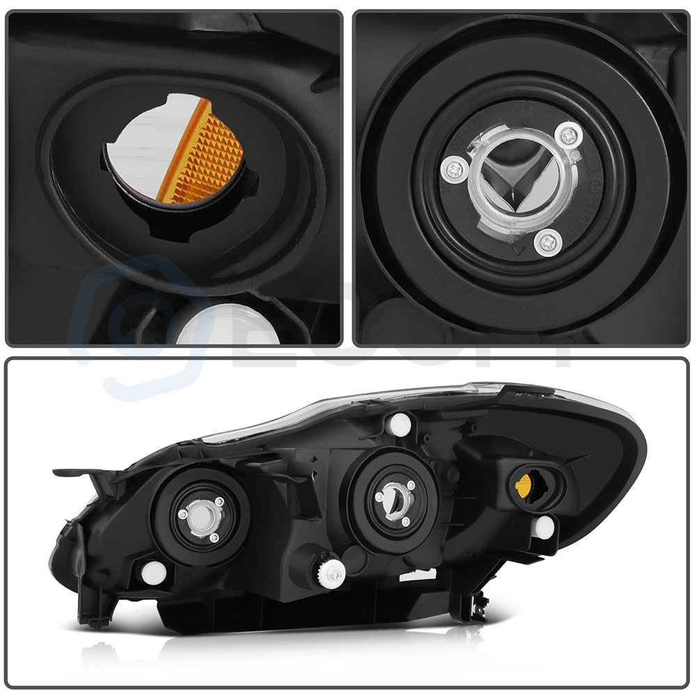 ECCPP Headlights Assembly For Toyota For Corolla 1.8L 2003-208 Pair Black Amber 6B93BC-57