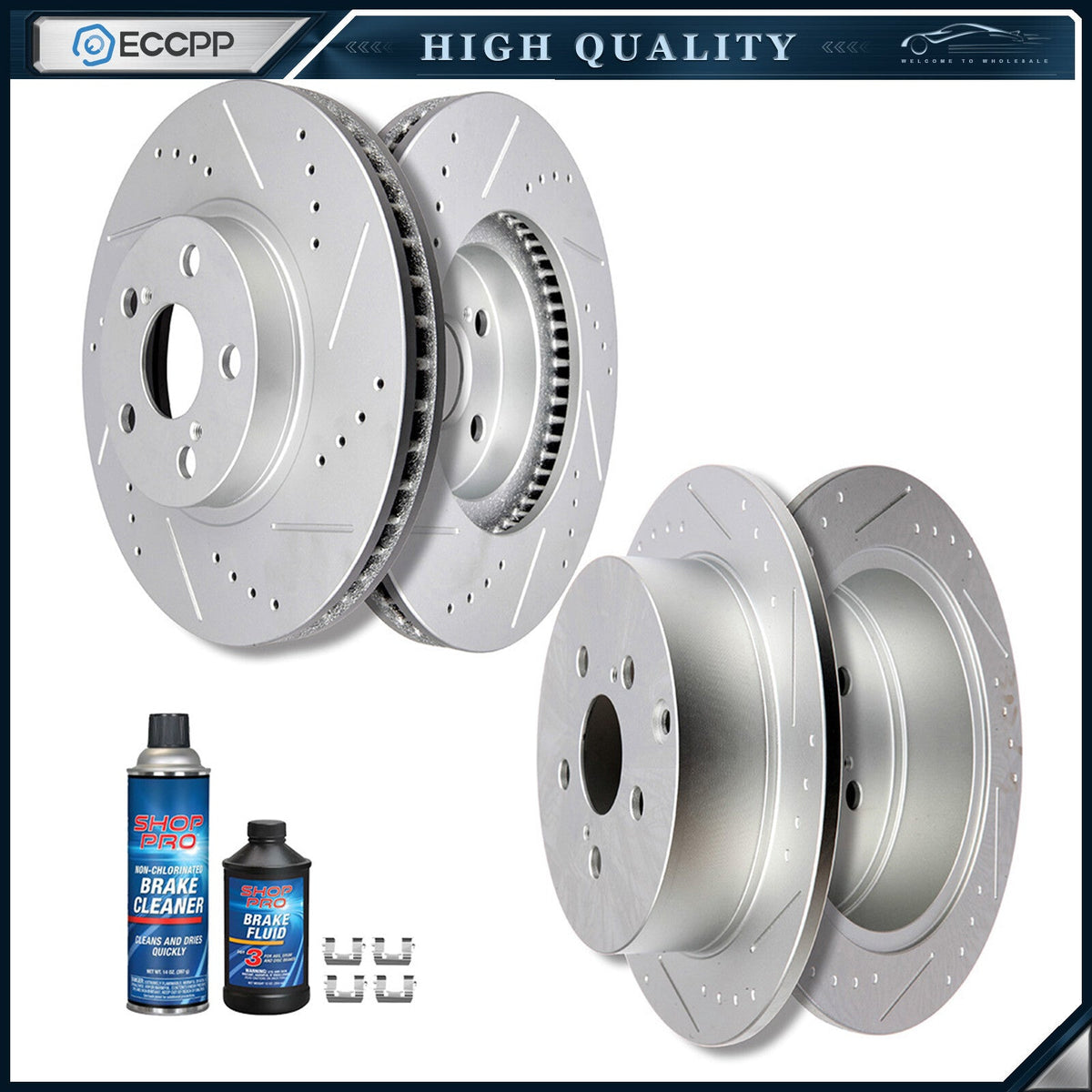 Fits Toyota Scion Tc Pontiac Vibe Front+Rear Drilled & Slotted Brake Rotors 6B93BC-57