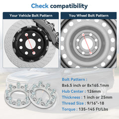 2 Pcs 1 inch 8x6.5 Wheel Spacers 9/16"x18 For Dodge Ram 2500 3500 Ford F-250 6B93BC-57