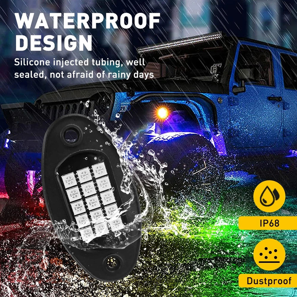 FOR JEEP WRANGLER UNLIMITED RUBICON JL JKU 20-PCS RGB LED ROCK LIGHTS NEON GLOW 6B93BC-57