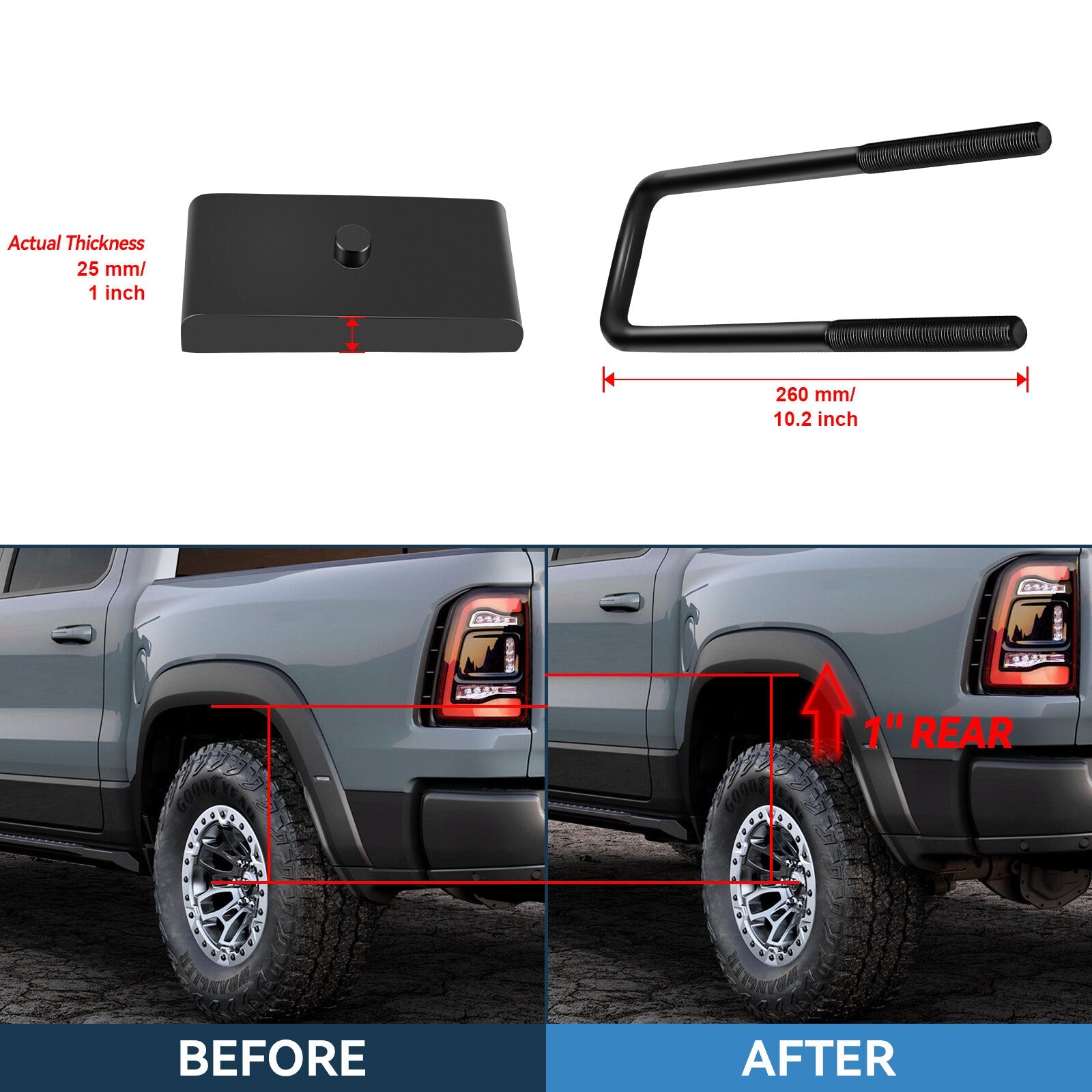 1" Front & 1" Rear Leveling Lift Kit For Chevy Silverado GMC Sierra 1500 6 Lug 6B93BC-57