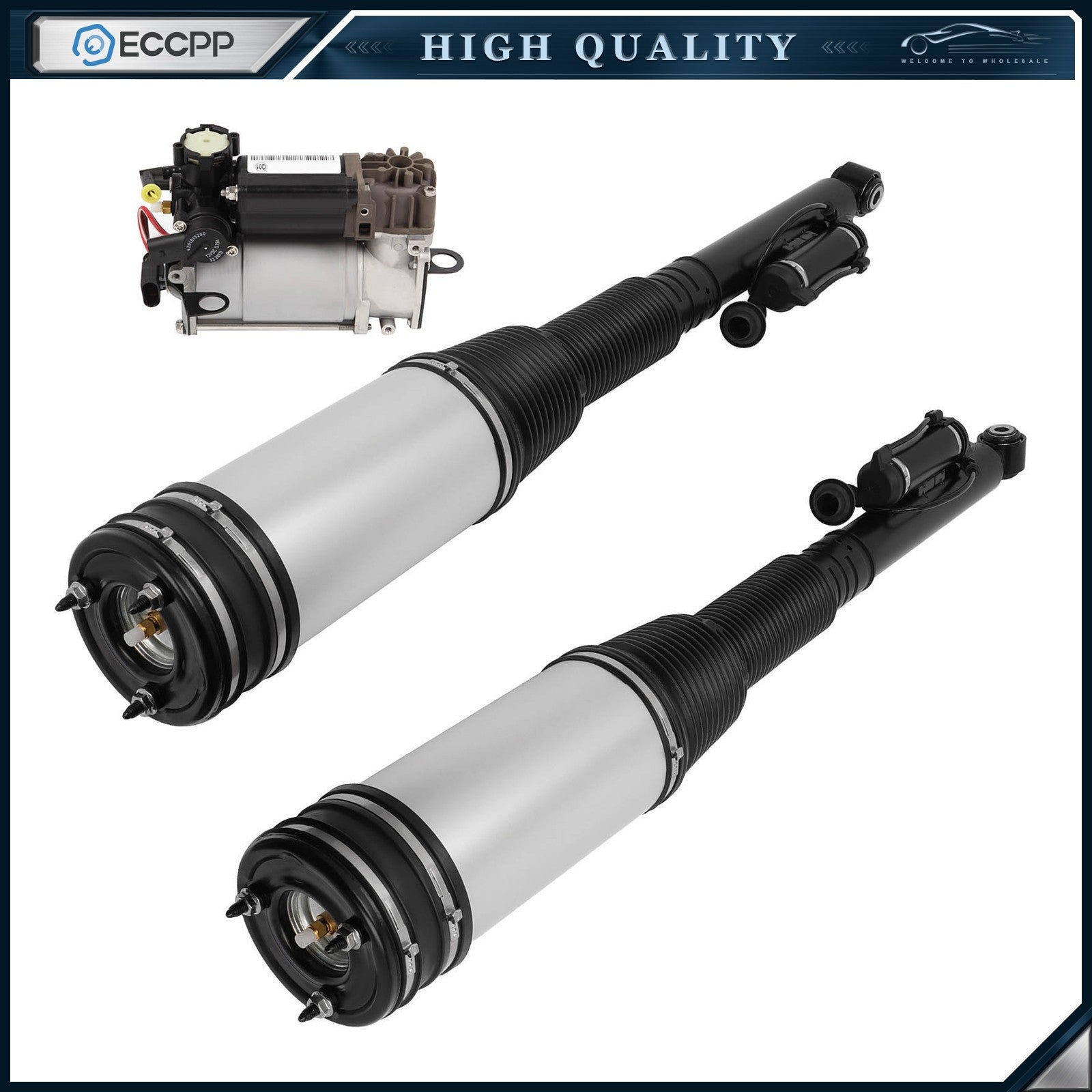 3PCS Rear Air Suspension Strut & Air Compressor For Mercedes W220 S350 S430 S500 6B93BC-57