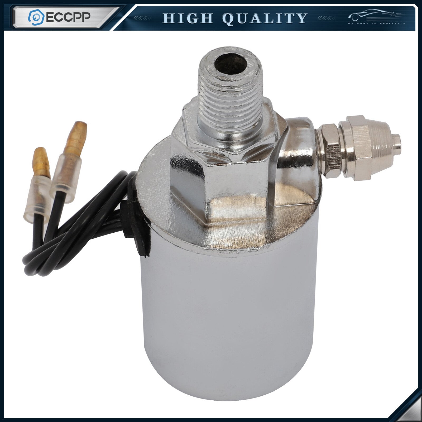 12V Silver Solenoid Valve For Train Horn Air Tank Compressor 1/4" Air Tube 6B93BC-57