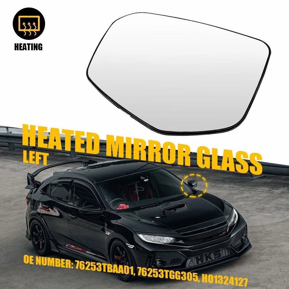 Left Driver Rearview Mirror Glass Heated For 2016-2021 Honda Civic 76253TBAA01 A 6B93BC-57