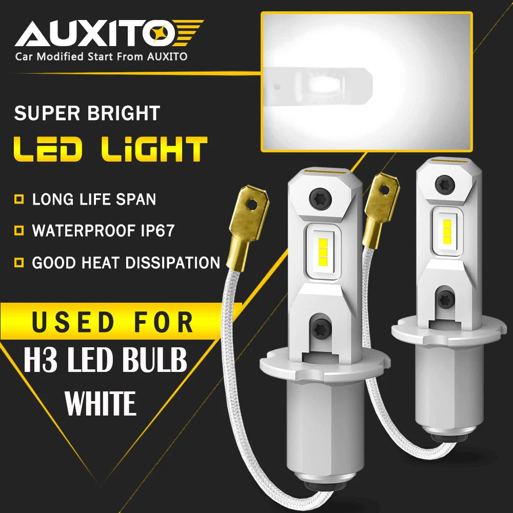 2X AUXITO H3 Fog Light Bulbs 6500K Xenon White LED Conversion kit 100W GF EOA AUXITO