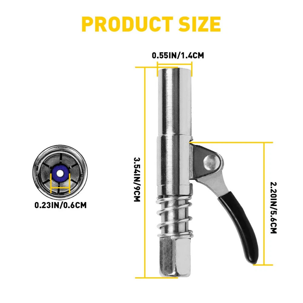 Grease Gun Coupler Locks Onto Zerk Fittings Grease Goes in 1/8” NPT No Leak EOA 6B93BC-57