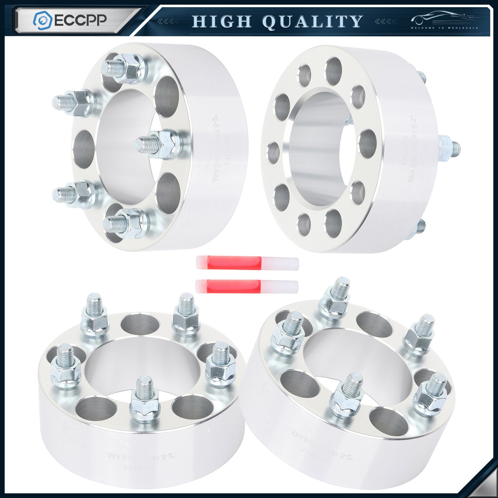 4Pcs 2" 5x4.5 5x114.3 Wheel Spacers 12x1.5 For 2006-2022 Honda Civic Accord CR-V 6B93BC-57
