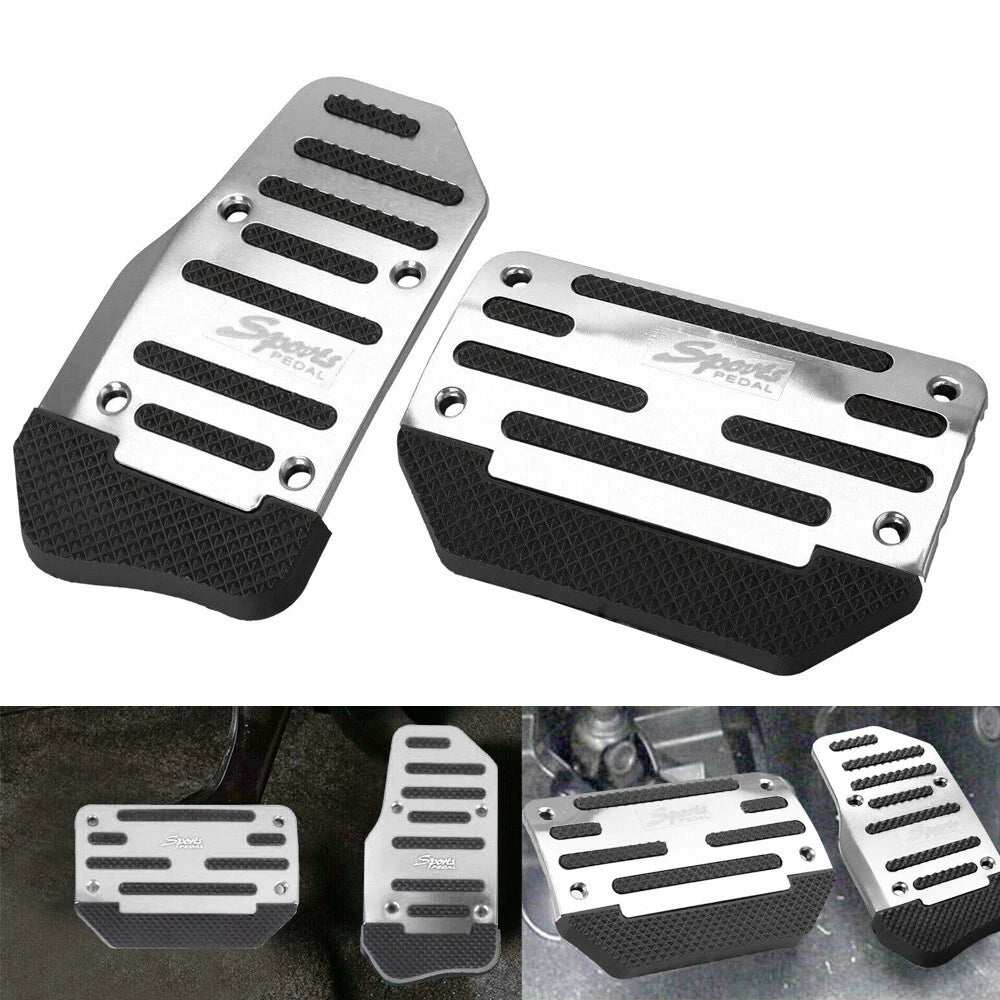 2X Non-Slip Automatic Gas Brake Foot Pedal Pad Cover Car Accessories Silver EOA 6B93BC-57