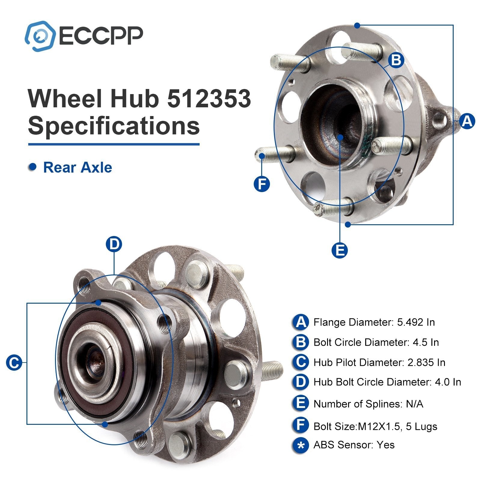 1Pc Wheel Hub Bearing Rear For Honda Accord 2008-2011 2012 Acura TSX 2009-2014 6B93BC-57