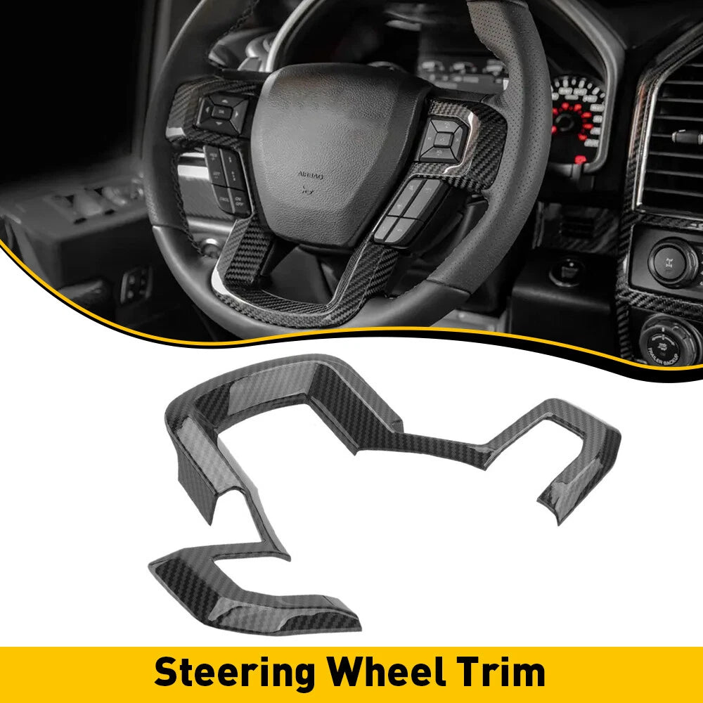 For F150 Carbon Fiber Steering Wheel Cover Trim for 15+Ford F150 F350 Super Duty 6B93BC-57