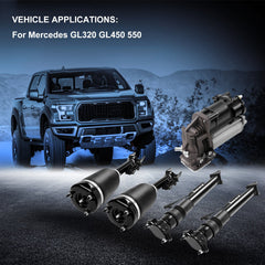 5PCS Front Rear Air Suspension Shocks + Compressor For Mercedes GL320 GL450 550 6B93BC-57