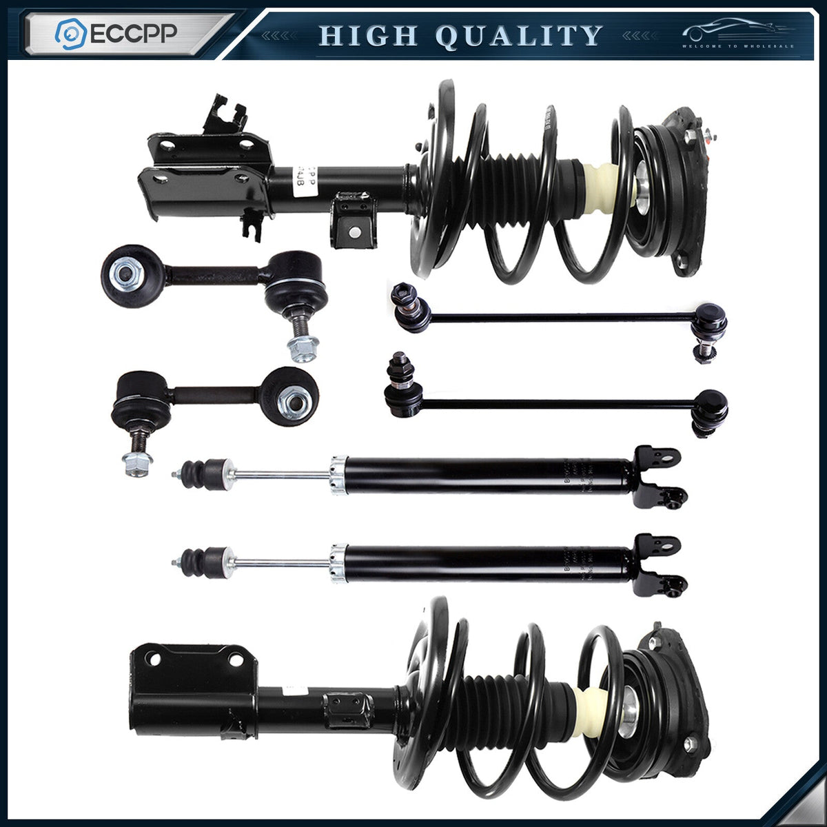 8pc Front Struts Rear Shocks & Sway Bar Links for 2007-2012 Nissan Altima 3.5L 6B93BC-57